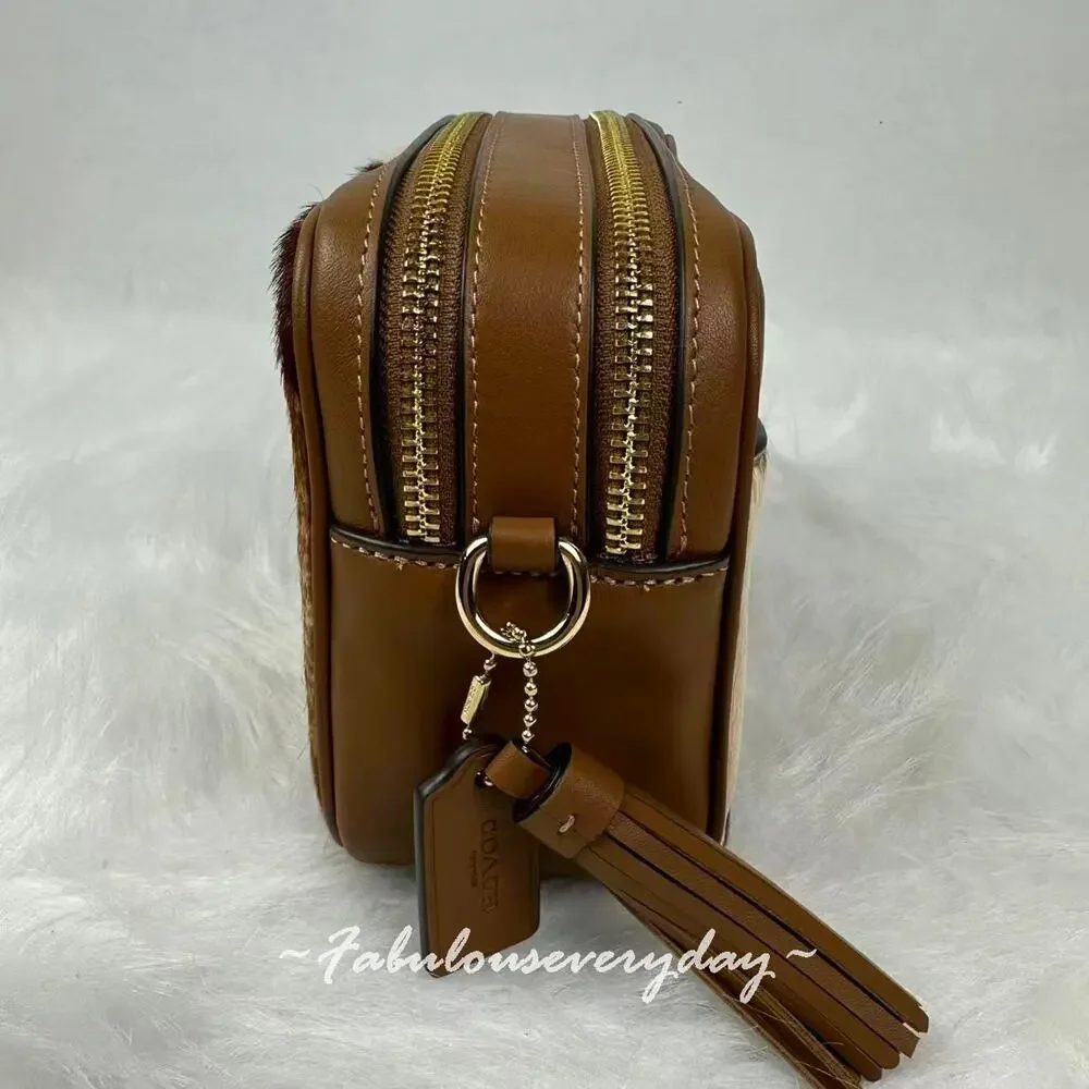 Coach Mini Carey Crossbody Bag Haircalf With Cow Print CEK71 Gold/Cow Multi NWT